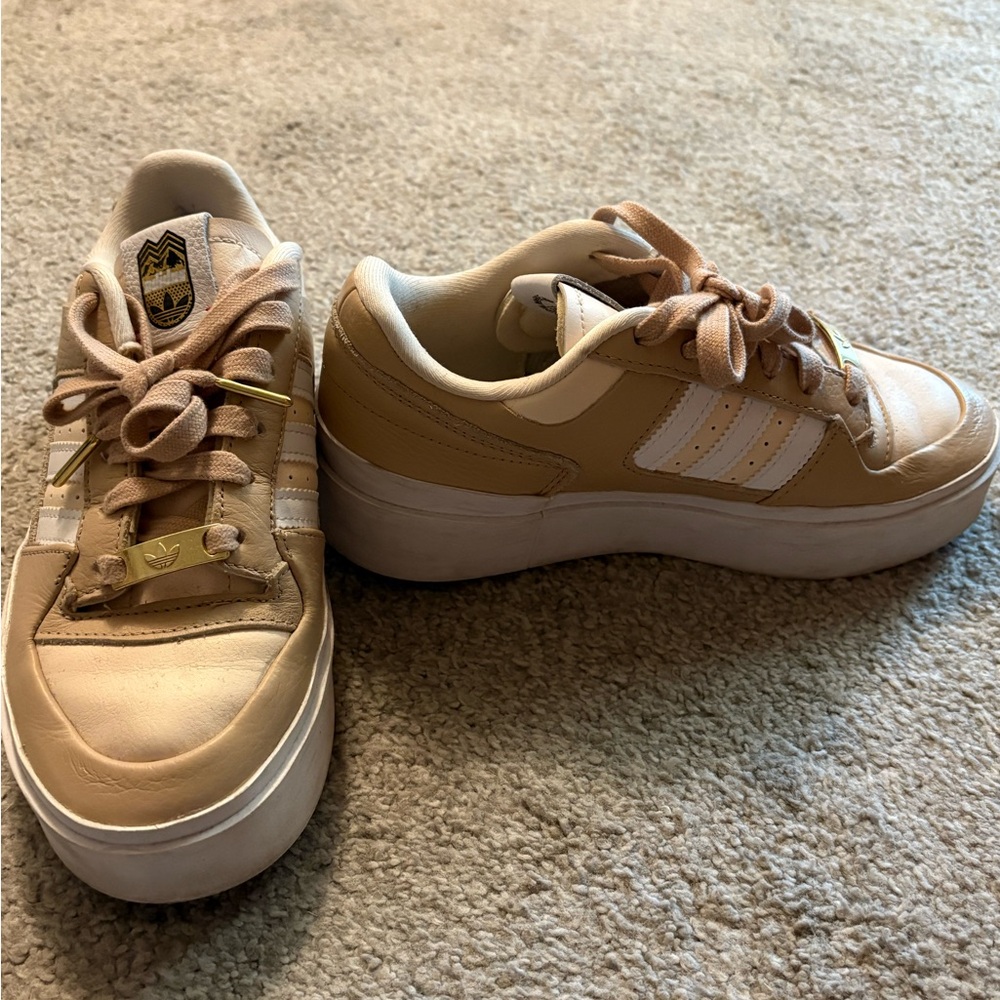 Adidas Tan and White Sneakers platform sneakers